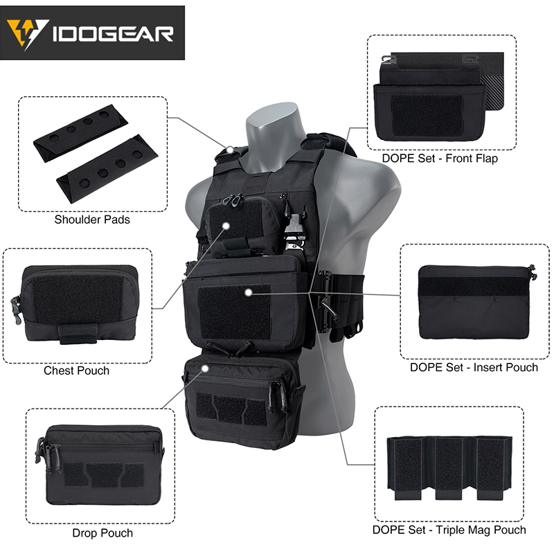 Tactical 3.0 FCSK Vest with DOPE Pouch Set ,Drop Pouch and Dump Drop 3320Set-6Pack
