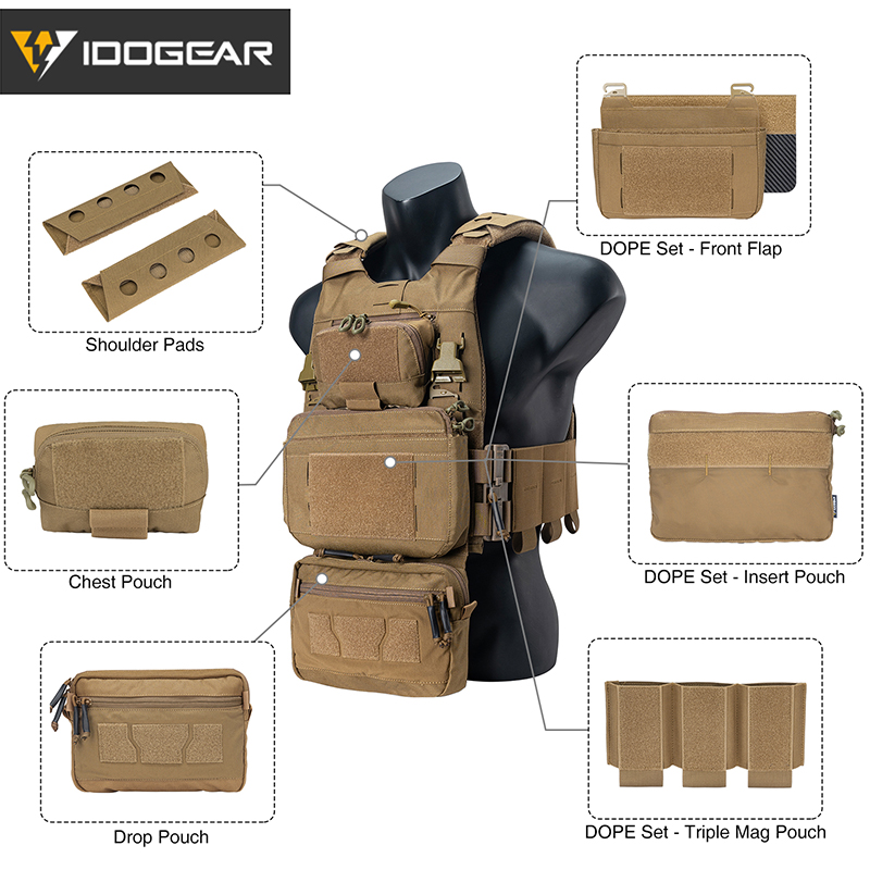 Tactical 3.0 FCSK Vest with DOPE Pouch Set ,Drop Pouch and Dump Drop 3320Set-6Pack