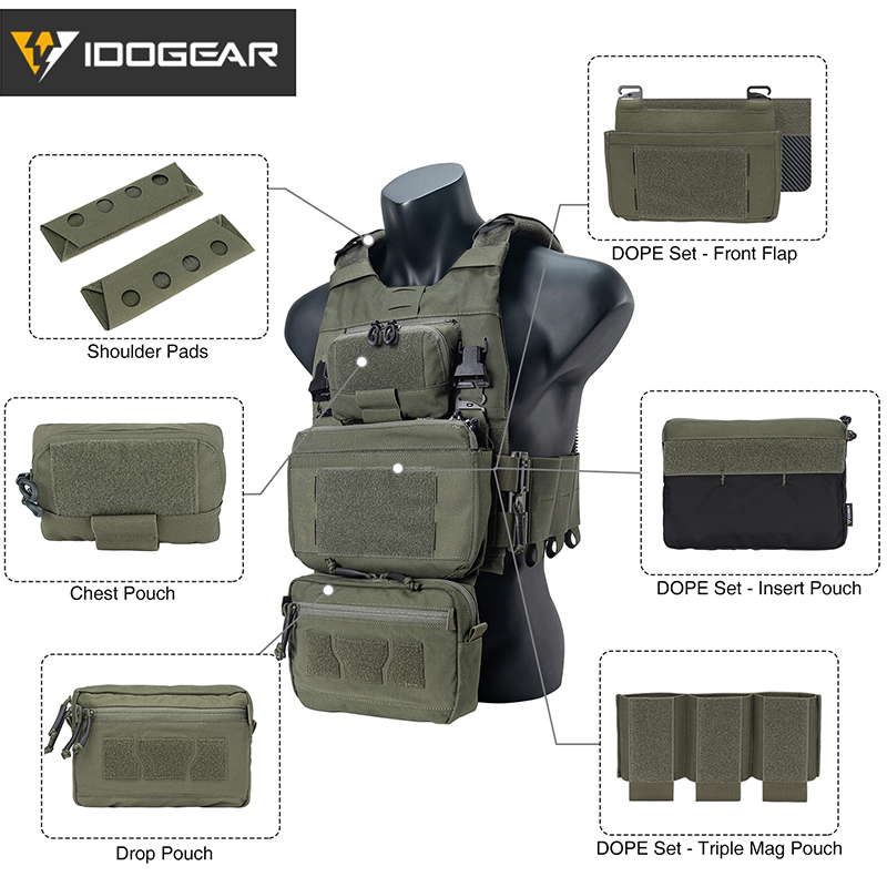 Tactical 3.0 FCSK Vest with DOPE Pouch Set ,Drop Pouch and Dump Drop 3320Set-6Pack