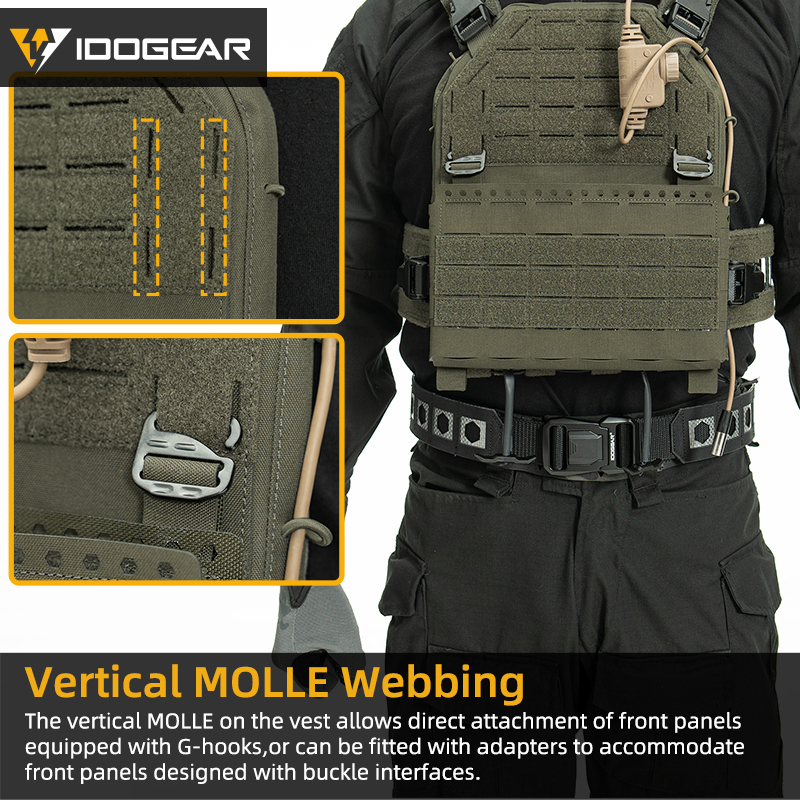 IDOGEAR Tactical Vest with Quick Release System Loop MOLLE Breathable Sweat-adsorbent Multi-function 3321