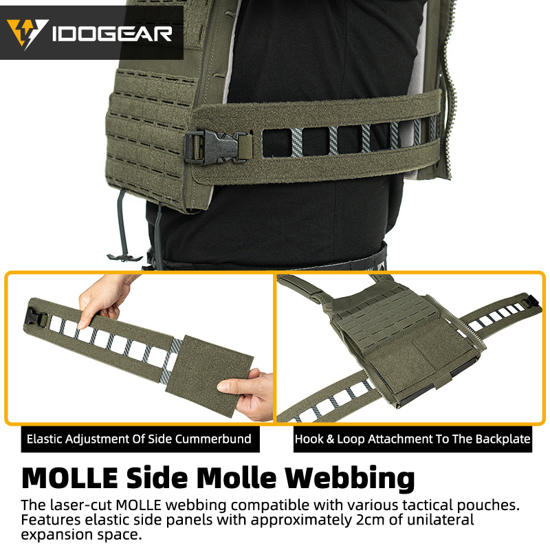 IDOGEAR Tactical Vest with Quick Release System Loop MOLLE Breathable Sweat-adsorbent Multi-function 3321