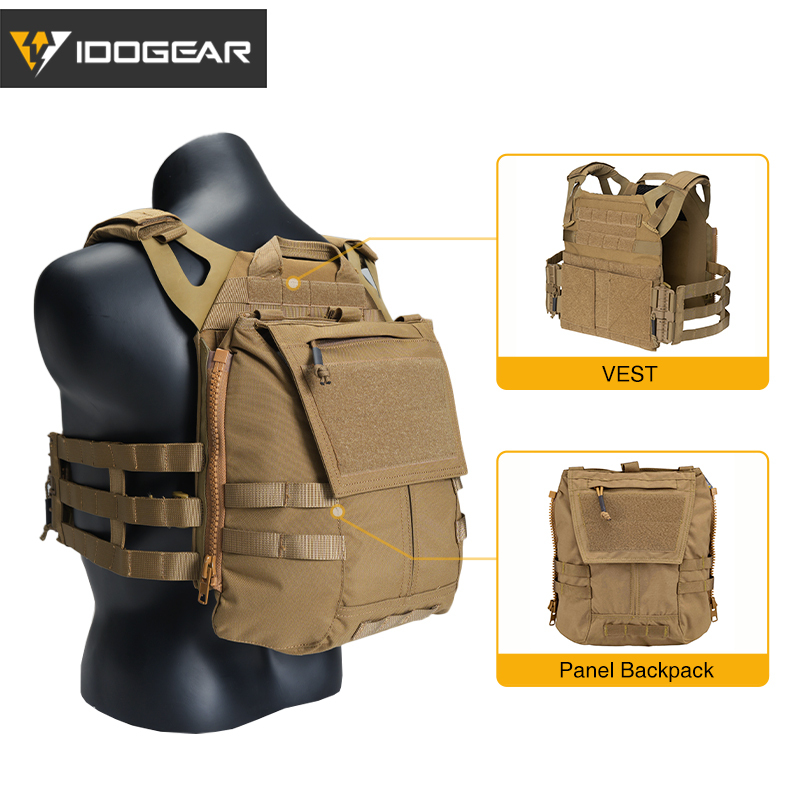 IDOGEAR Tactical JPC2.0 Vest CP Style with Zip-on Panel Pouch 3322-2Pack