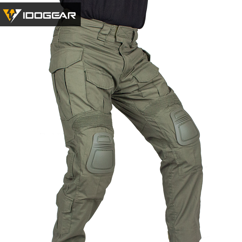 IDOGEAR Men's G3 Tactical Pants with Knee Pads Rapid Assault Camo Trousers move flexibly 3201