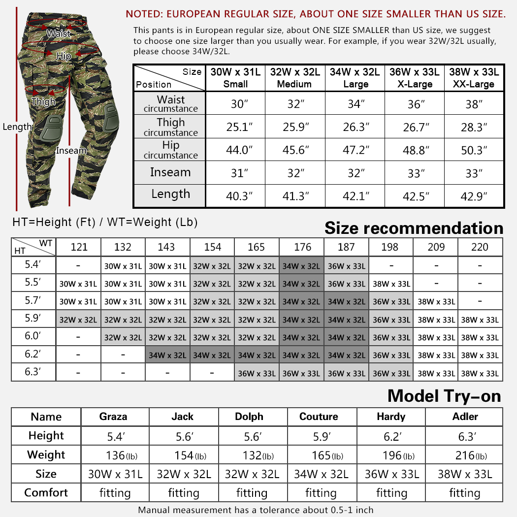 IDOGEAR Men's G3 Camo Pants with Knee Pads Rapid Assault Camo Trousers For Outdoor Training 3201