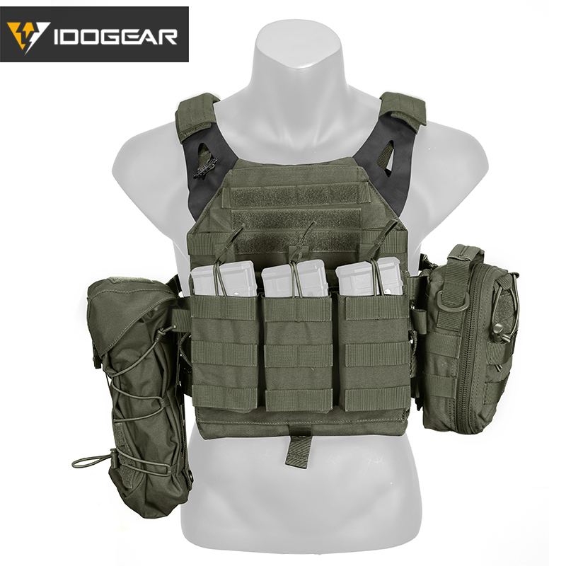 IDOGEAR Tactical JPC 2.0 Vest Set Plate Carrier with 4 Pouches 1164 GP Pouch + EMT Medical Pouch + Zip on Panel + 556 Magazine Pouch Outdoor Wargame Training Vest Full Set 3312