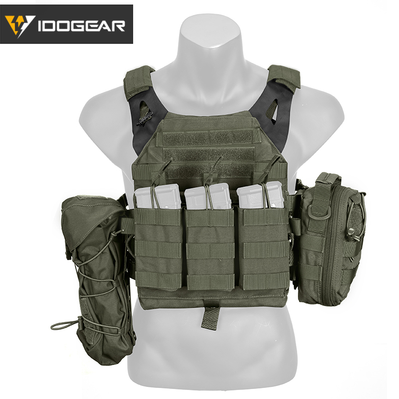 IDOGEAR Tactical JPC 2.0 Vest Set Plate Carrier with 4 Pouches 1164 GP Pouch + EMT Medical Pouch + Zip on Panel + 556 Magazine Pouch Outdoor Wargame Training Vest Full Set 3312