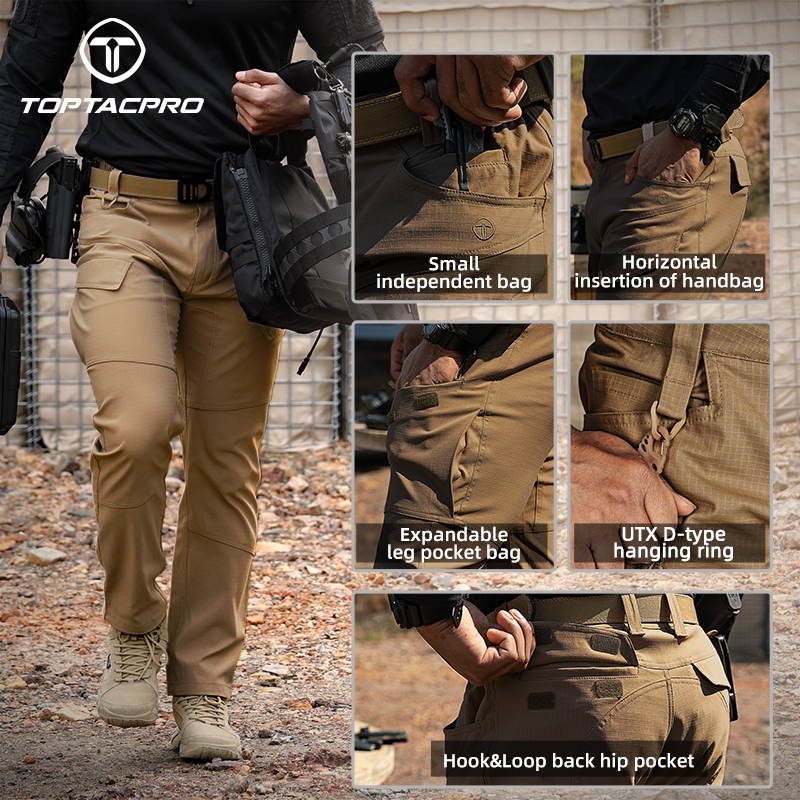 TOPTACPRO Men's Cargo Pants Water Resistant Ripstop Lightweight EDC Outdoor Work Hiking Pants 8201