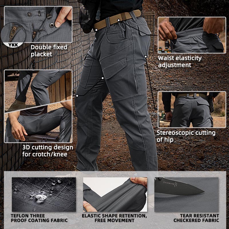 TOPTACPRO Men's Cargo Pants Water Resistant Ripstop Lightweight EDC Outdoor Work Hiking Pants 8201