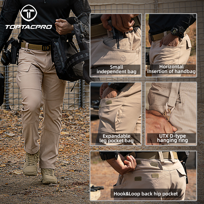 TOPTACPRO Men's Cargo Pants Water Resistant Ripstop Lightweight EDC Outdoor Work Hiking Pants 8201