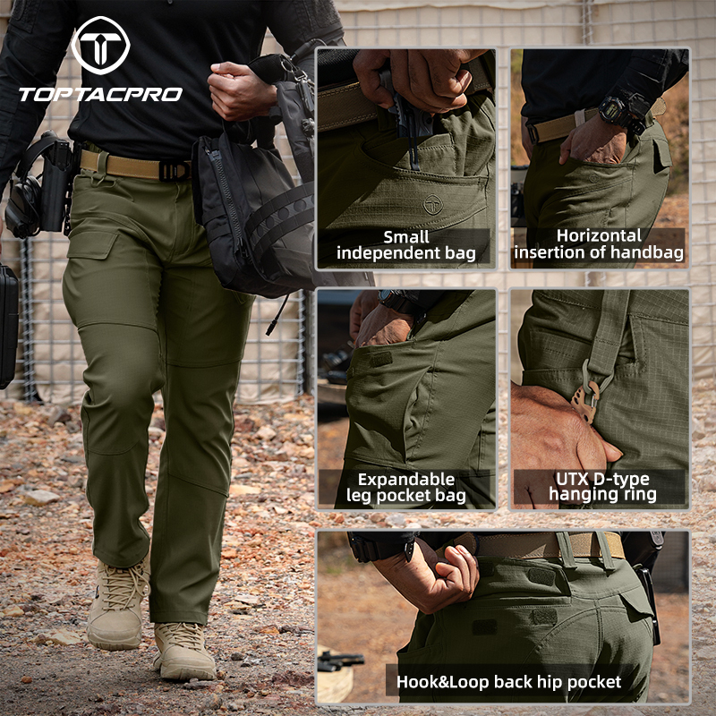 TOPTACPRO Men's Cargo Pants Water Resistant Ripstop Lightweight EDC Outdoor Work Hiking Pants 8201