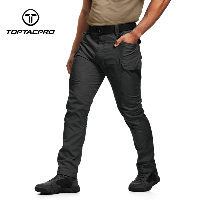 TOPTACPRO Men's Tactical Pants Flex Ripstop Cargo Trousers for Outdoor Hiking Work Casual Pants Large Capacity Pants