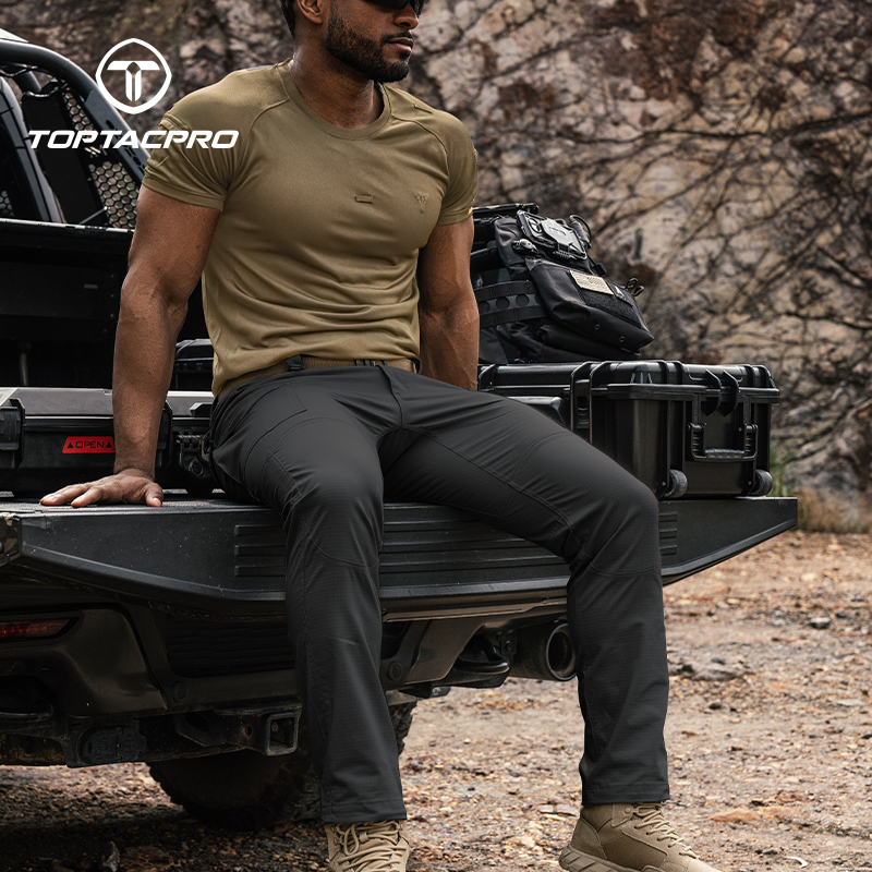TOPTACPRO Men's Tactical Pants Flex Ripstop Cargo Trousers for Outdoor Hiking Work Casual Pants Large Capacity Pants
