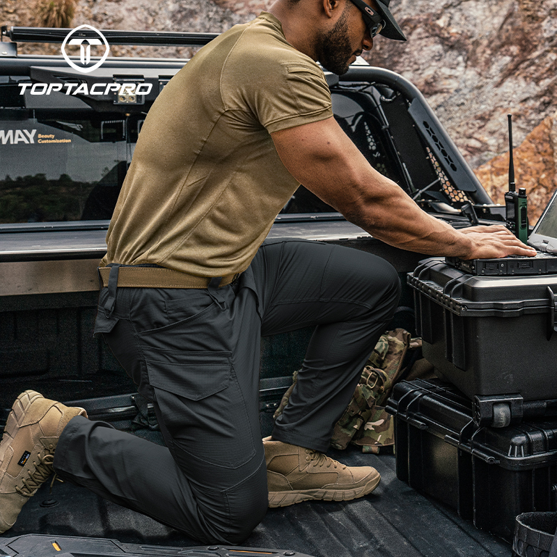 TOPTACPRO Men's Tactical Pants Flex Ripstop Cargo Trousers for Outdoor Hiking Work Casual Pants Large Capacity Pants