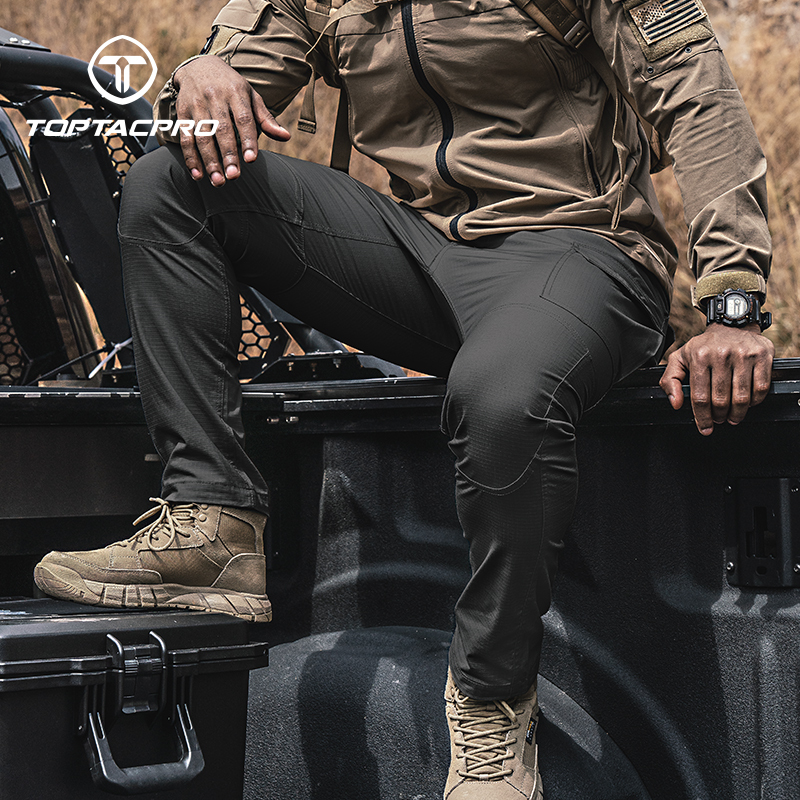 TOPTACPRO Men's Tactical Pants Flex Ripstop Cargo Trousers for Outdoor Hiking Work Casual Pants Large Capacity Pants