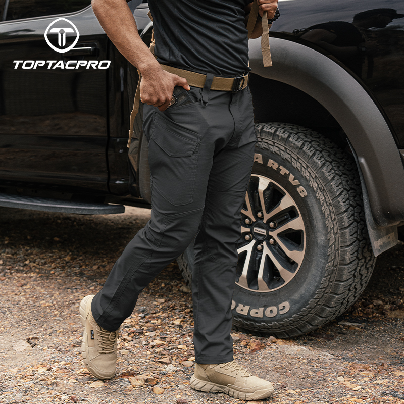 TOPTACPRO Men's Tactical Pants Flex Ripstop Cargo Trousers for Outdoor Hiking Work Casual Pants Large Capacity Pants