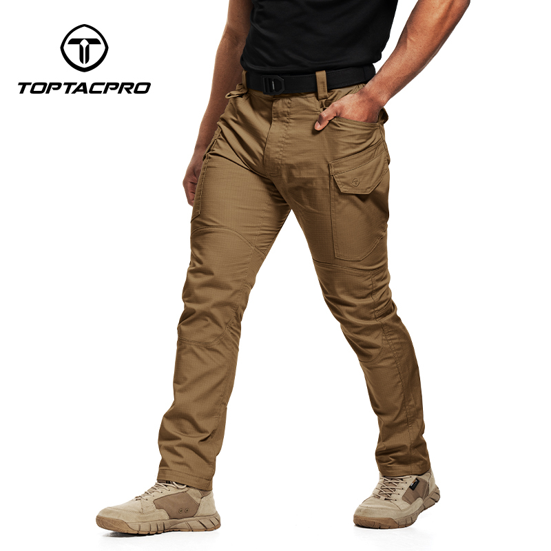 TOPTACPRO Men's Tactical Pants Flex Ripstop Cargo Trousers for Outdoor Hiking Work Casual Pants Large Capacity Pants