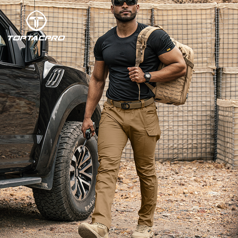 TOPTACPRO Men's Tactical Pants Flex Ripstop Cargo Trousers for Outdoor Hiking Work Casual Pants Large Capacity Pants