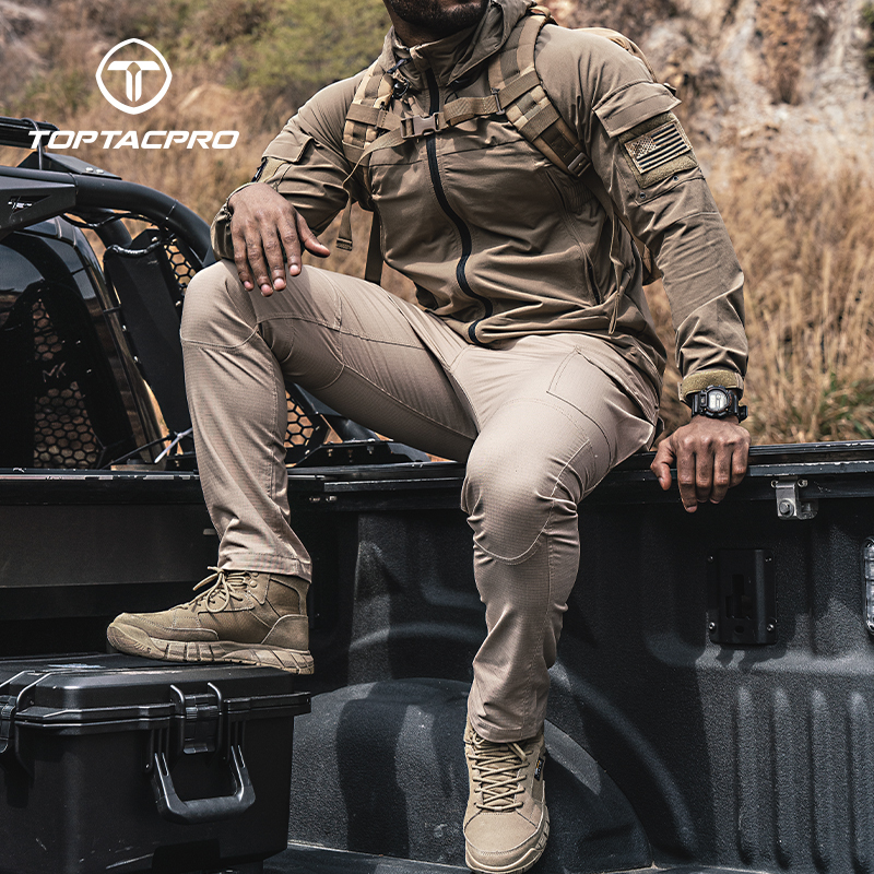 TOPTACPRO Men's Tactical Pants Flex Ripstop Cargo Trousers for Outdoor Hiking Work Casual Pants Large Capacity Pants 8202