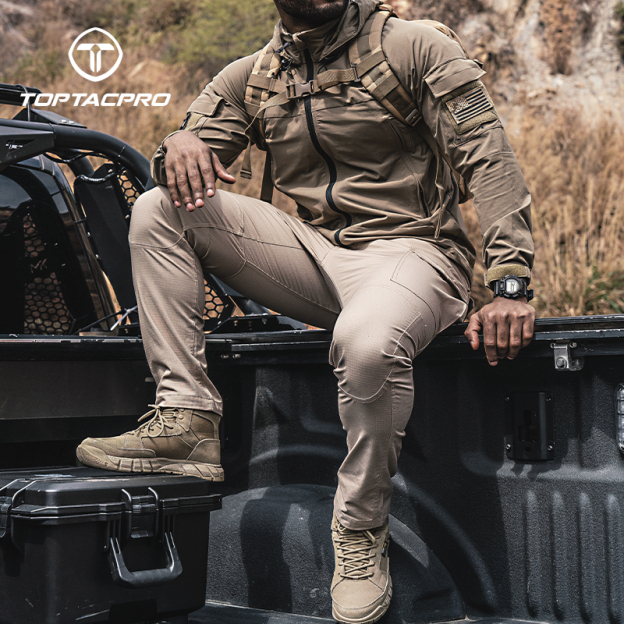 TOPTACPRO Men's Tactical Pants Flex Ripstop Cargo Trousers for Outdoor Hiking Work Casual Pants Large Capacity Pants 8202