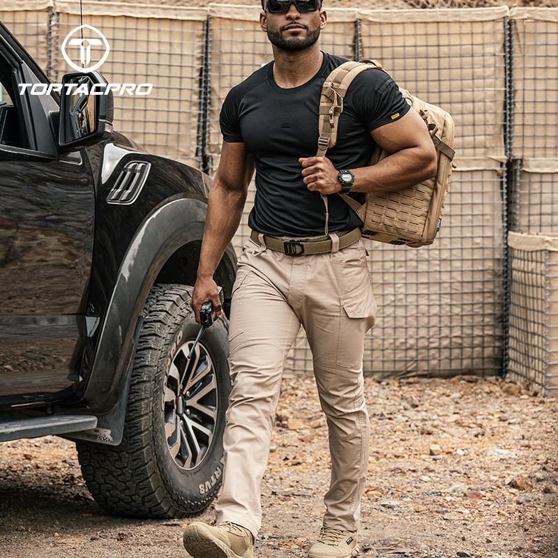 TOPTACPRO Men's Tactical Pants Flex Ripstop Cargo Trousers for Outdoor Hiking Work Casual Pants Large Capacity Pants