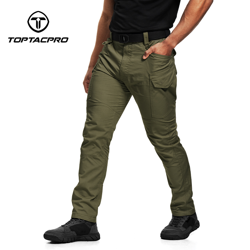 TOPTACPRO Men's Tactical Pants Flex Ripstop Cargo Trousers for Outdoor Hiking Work Casual Pants Large Capacity Pants