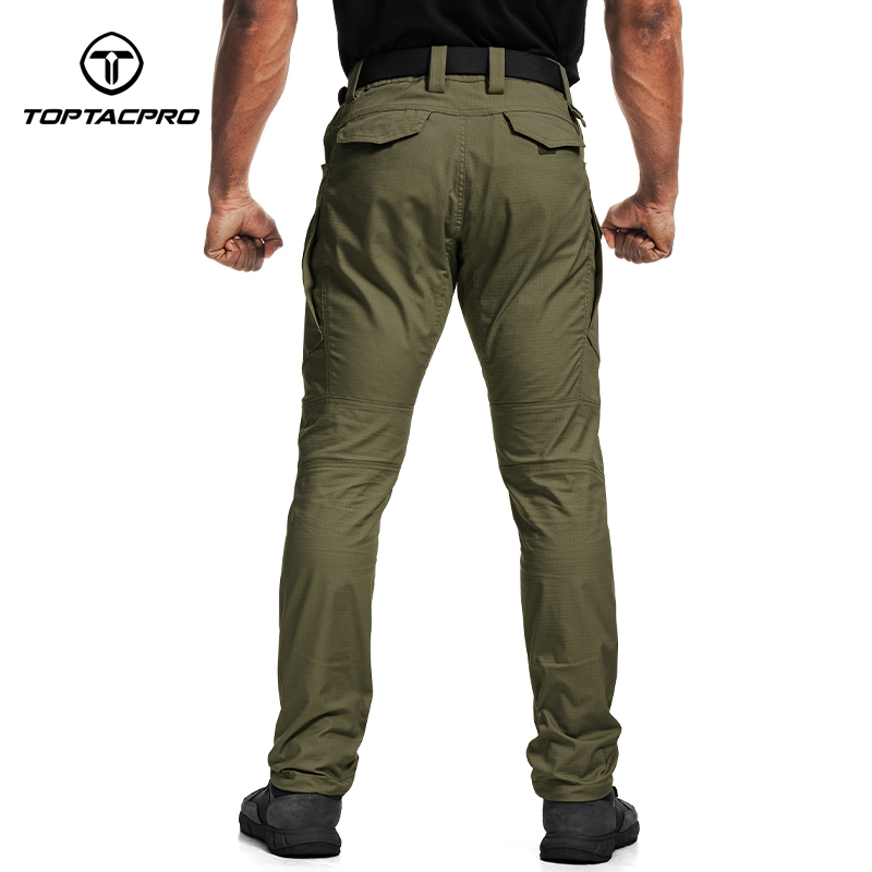 TOPTACPRO Men's Tactical Pants Flex Ripstop Cargo Trousers for Outdoor Hiking Work Casual Pants Large Capacity Pants