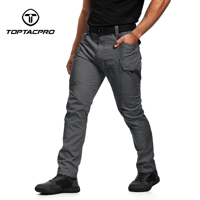 TOPTACPRO Men's Tactical Pants Flex Ripstop Cargo Trousers for Outdoor Hiking Work Casual Pants Large Capacity Pants
