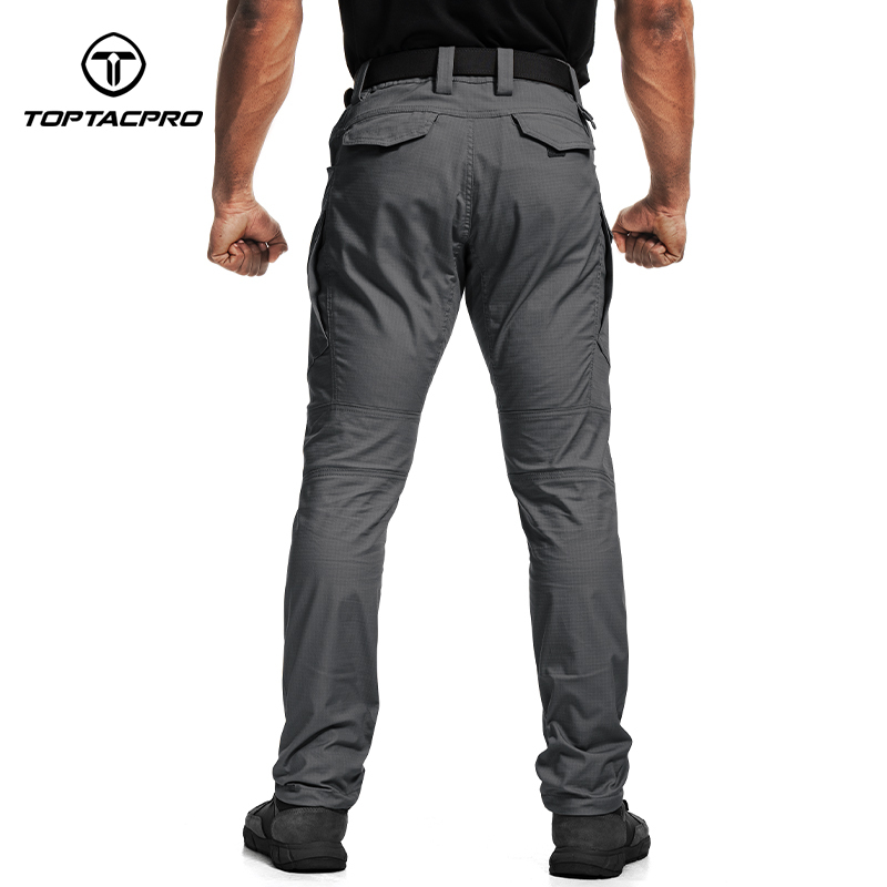 TOPTACPRO Men's Tactical Pants Flex Ripstop Cargo Trousers for Outdoor Hiking Work Casual Pants Large Capacity Pants