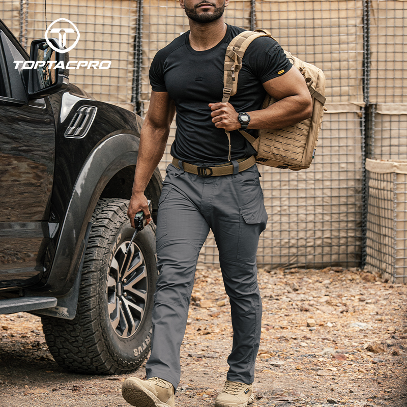 TOPTACPRO Men's Tactical Pants Flex Ripstop Cargo Trousers for Outdoor Hiking Work Casual Pants Large Capacity Pants