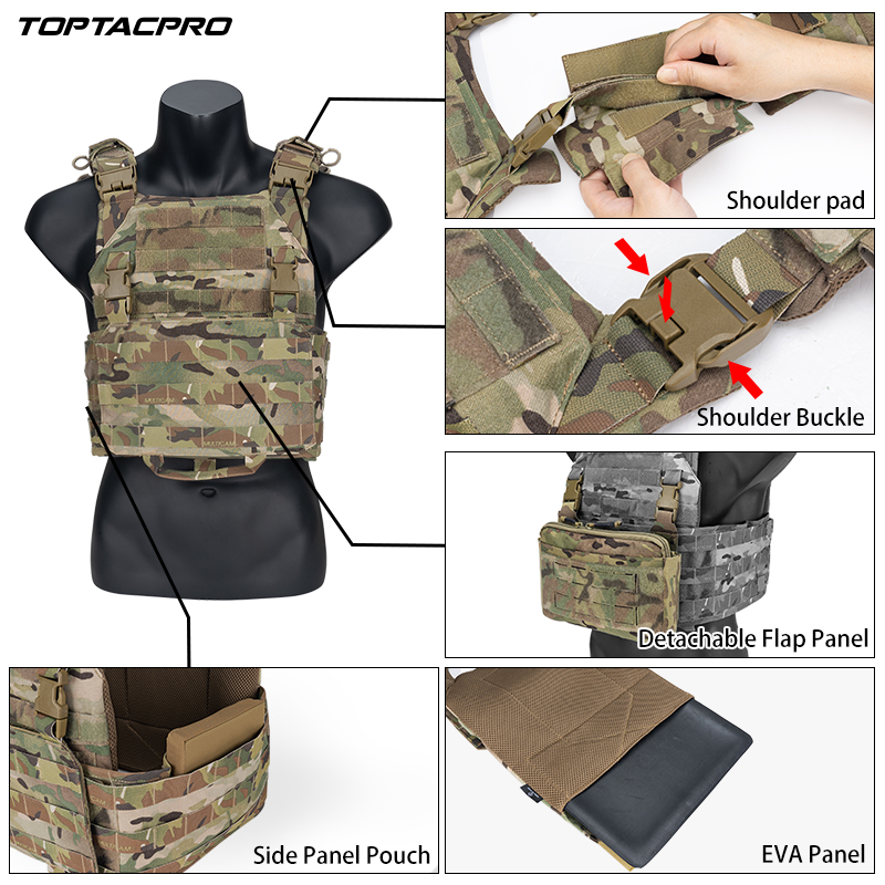 TOPTACPRO RhinoTactical Vest XN Quick Release Plate Carrier Military MOLLE Combat Vest 8302