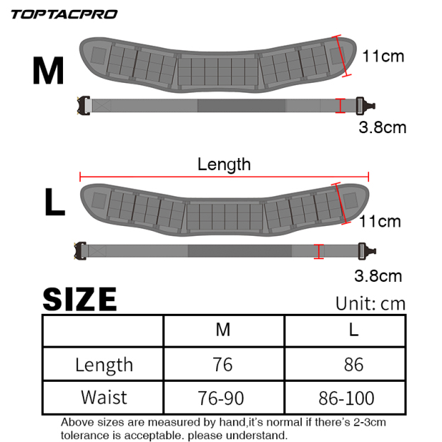 TOPTACPRO Tactical Belt Cobra Quick Release Rigger MOLLE Battle Belt High-end Material 8401