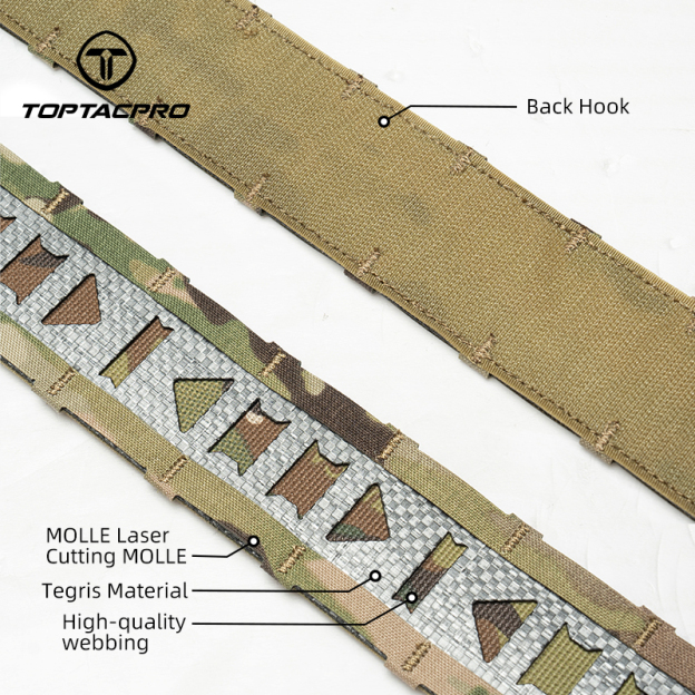 TOPTACPRO 2" Tegris Tactical Belt with 1" Cobra Buckle MOLLE Belt Quick Release Combat Molle Belt 8402