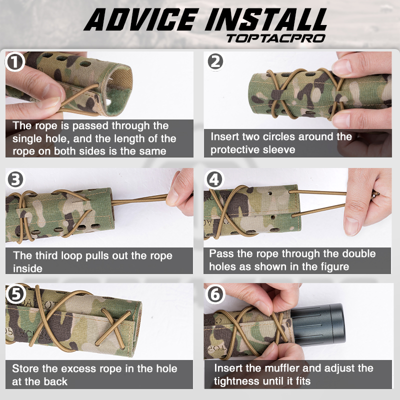 TOPTACPRO 18cm Tactical Suppressor Cover Military Silencer Protective Muffler Cover 8503