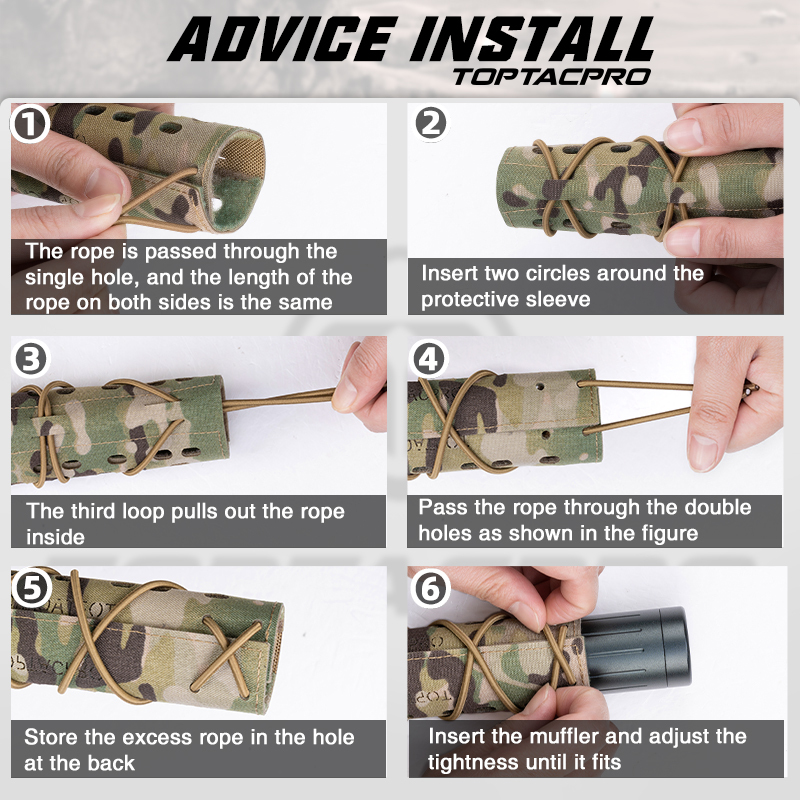 TOPTACPRO 18cm Tactical Suppressor Cover Military Silencer Protective Muffler Cover 8503