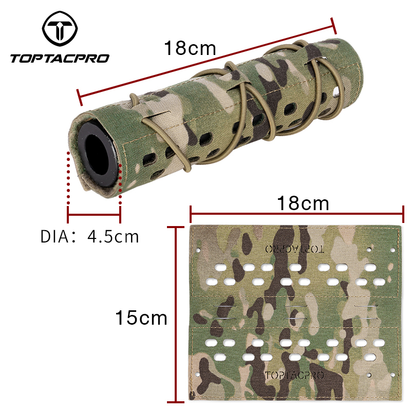 TOPTACPRO 18cm Tactical Suppressor Cover Military Silencer Protective Muffler Cover 8503