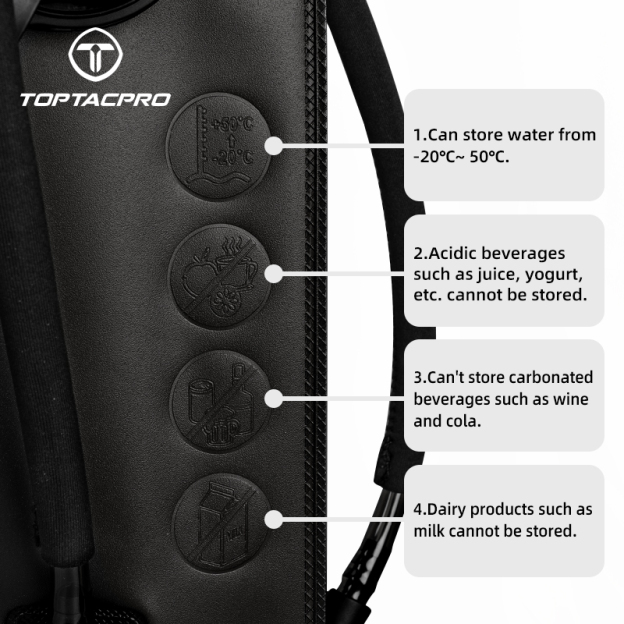 TOPTACPRO 1L Hydration Bladder Water Bladder Foldable Bag with Drinking Tube 8907