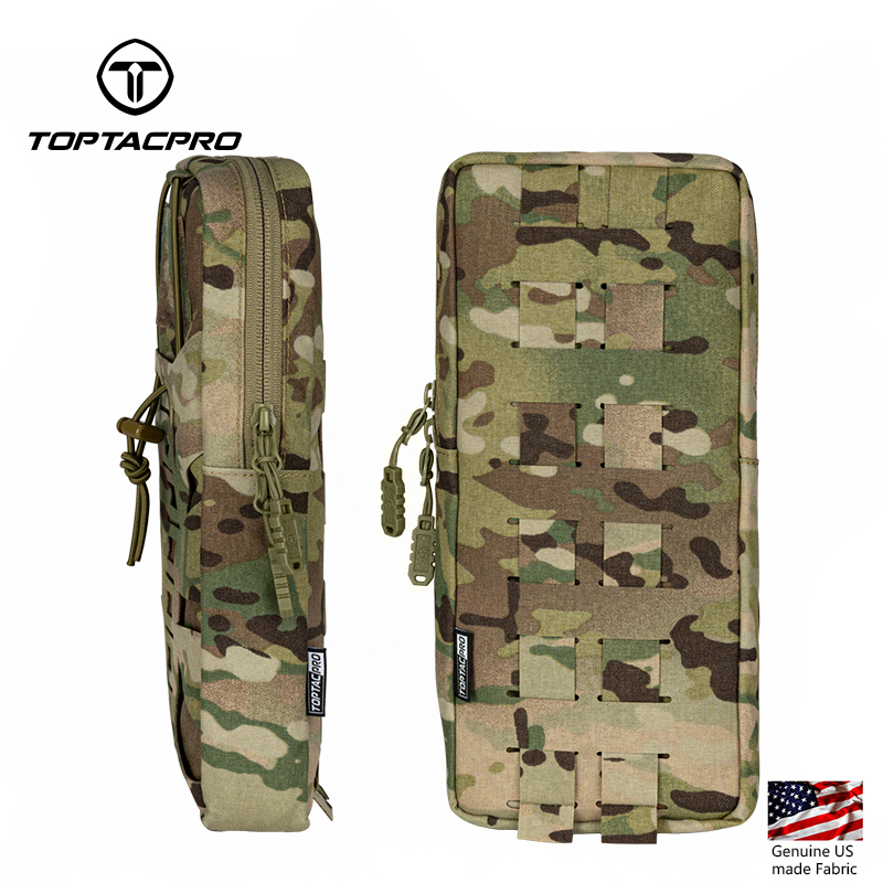 TOPTACPRO Tactical Hydration Pouch with Inner Bladder Water Bag Laser Cut MOLLE for Hiking Biking Climbing 8504