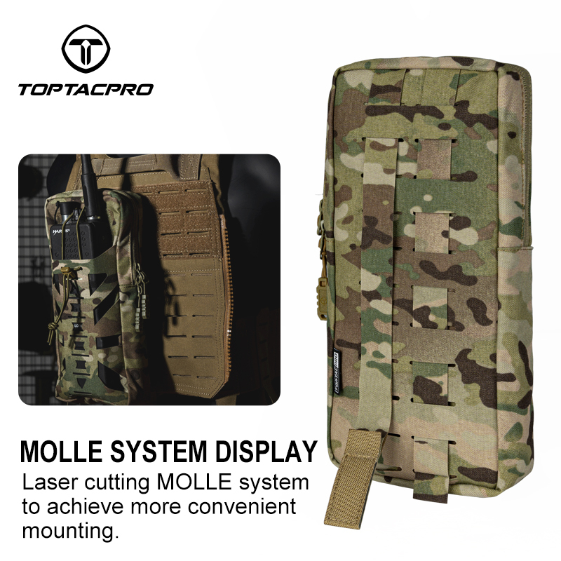 TOPTACPRO Tactical Hydration Pouch with Inner Bladder Water Bag Laser Cut MOLLE for Hiking Biking Climbing 8504