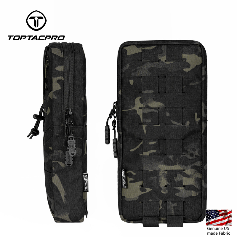 TOPTACPRO Tactical Hydration Pouch with Inner Bladder Water Bag Laser Cut MOLLE for Hiking Biking Climbing 8504