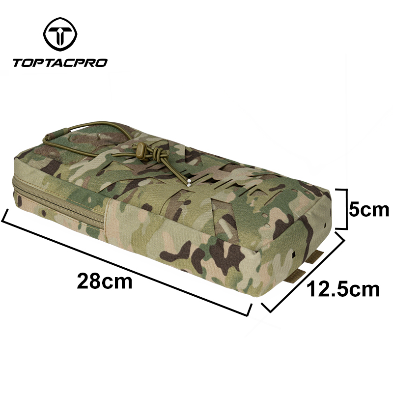 TOPTACPRO Tactical Hydration Pouch with Inner Bladder Water Bag Laser Cut MOLLE for Hiking Biking Climbing 8504