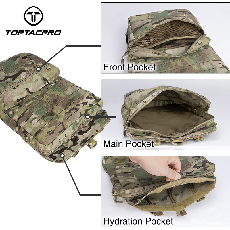 TOPTACPRO Tactical MOLLE Hydration Pack for 2L Hydration Water Bladder 8505