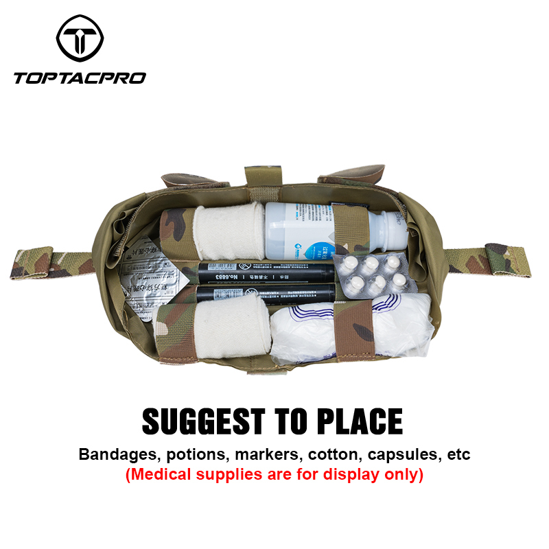 TOPTACPRO Medical Pouch IFAK First Aid Kit Removable Liner Hook & Loop 8507