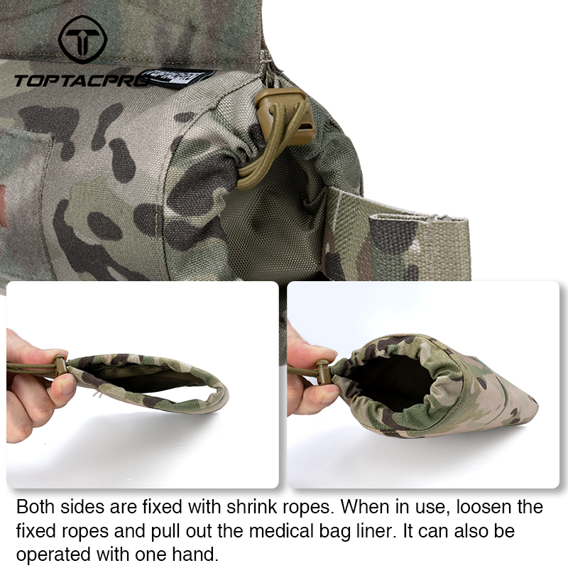 TOPTACPRO Medical Pouch IFAK First Aid Kit Removable Liner Hook & Loop 8507