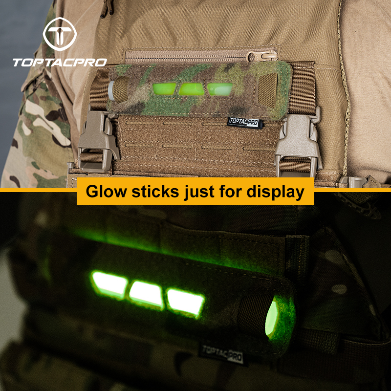 TOPTACPRO Tactical Glow Sticks Pouch Laser Cut Hook & Loop Pouch Light Sticks Holder Carrier 8509