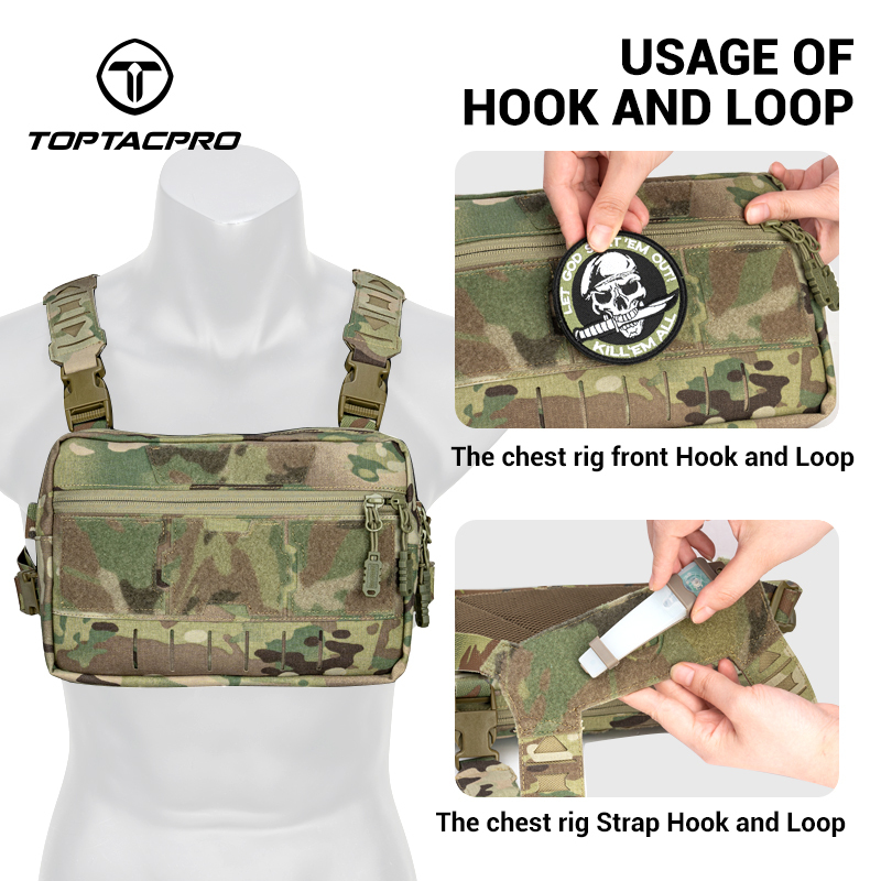 TOPTACPRO Tactical Chest Rig Bag Chest Recon Bag MOLLE Adjustable Shoulder Strap Pack 8511