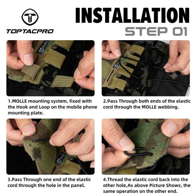 TOPTACPRO Tactical Admin Phone Pouch for Vest MOLLE Plate Carrier Phone Carrier Holder 8512