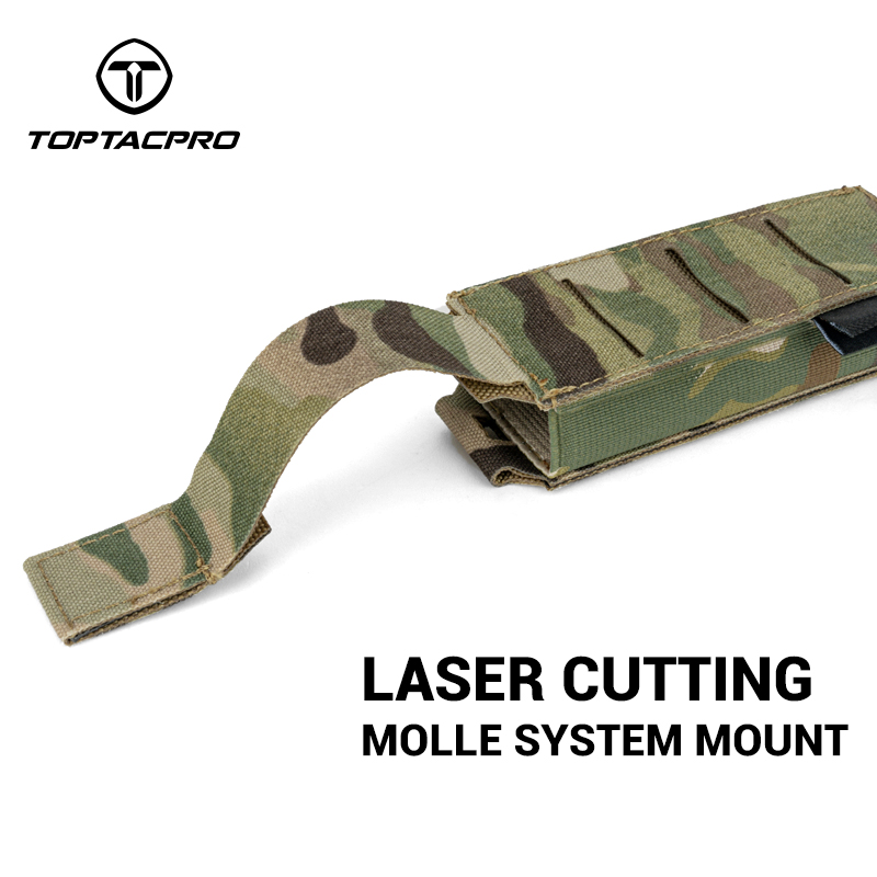 TOPTACPRO Tactical Mag Pouch 9mm MOLLE Single Mag Carrier Laser Cut 9mm Pouch 8513