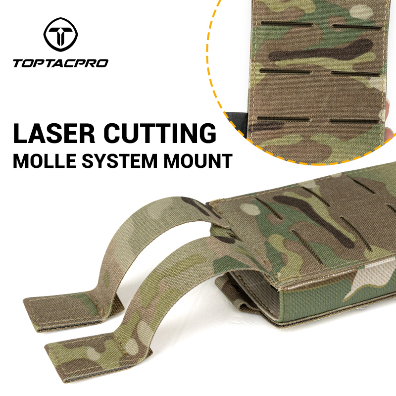 TOPTACPRO Tactical Mag Pouch 5.56mm MOLLE Single Mag Carrier Laser Cut Design Airsoft 8514
