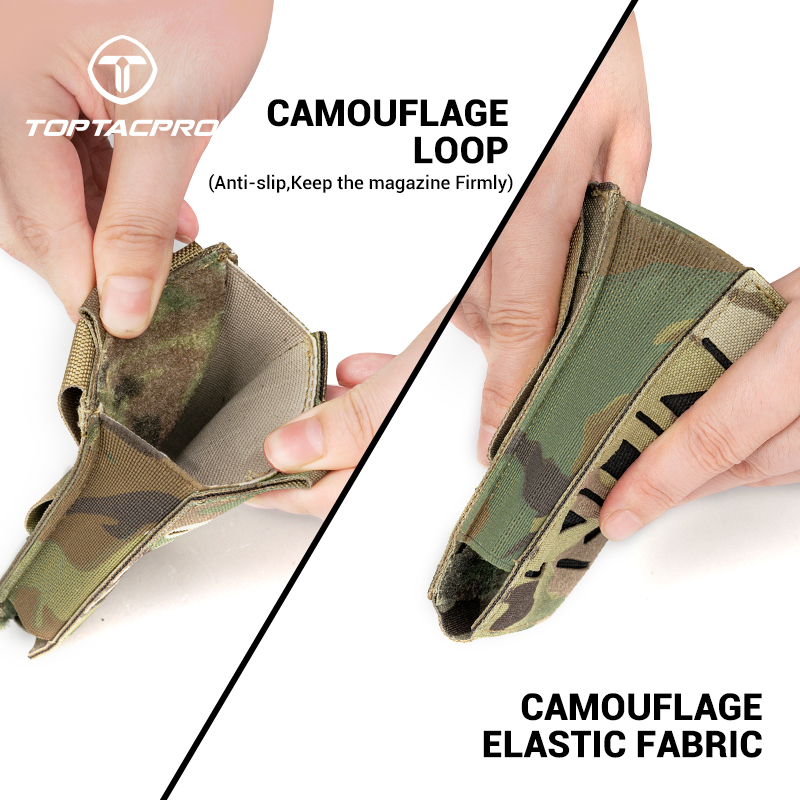 TOPTACPRO Tactical Mag Pouch 5.56mm MOLLE Single Mag Carrier Laser Cut Design Airsoft 8514