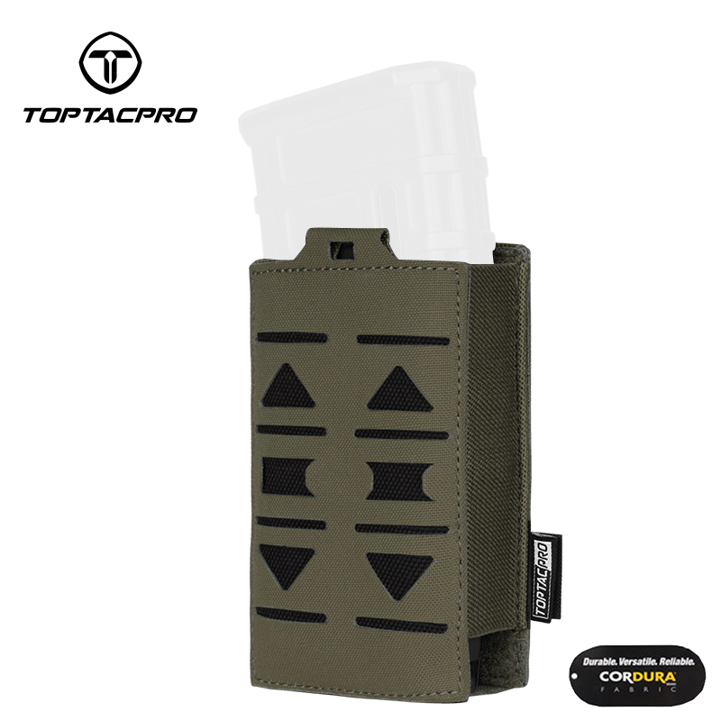 TOPTACPRO Tactical Mag Pouch 5.56mm MOLLE Single Mag Carrier Laser Cut Design Airsoft 8514